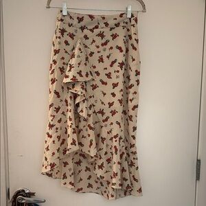 Nasty Gal Cream Asymmetrical Wrap Midi Skirt